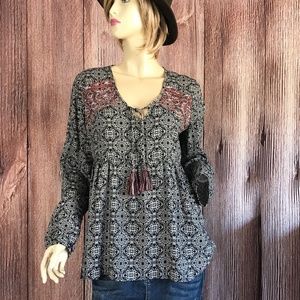 Knox Rose Boho Peasant Top Small